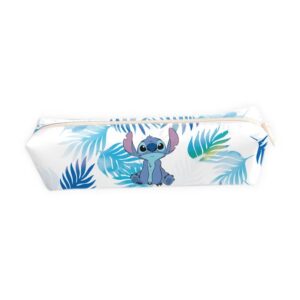 Trousse Scolaire Slim Stitch Tropical Chic Feuilles Bleues Aquarelle