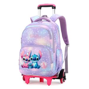 Sac à Dos Enfant à Roulettes Stitch et Angel Violet Pastel