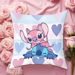 Coussin Stitch et Angel Motif Cœurs Rose Déco Chambre