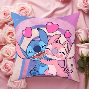 Coussin Stitch et Angel Câlin Arc en Ciel Rose Déco Chambre