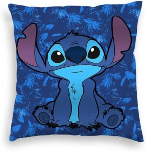 Coussin Stitch Bleu Tropical Motif Feuillage Déco Chambre